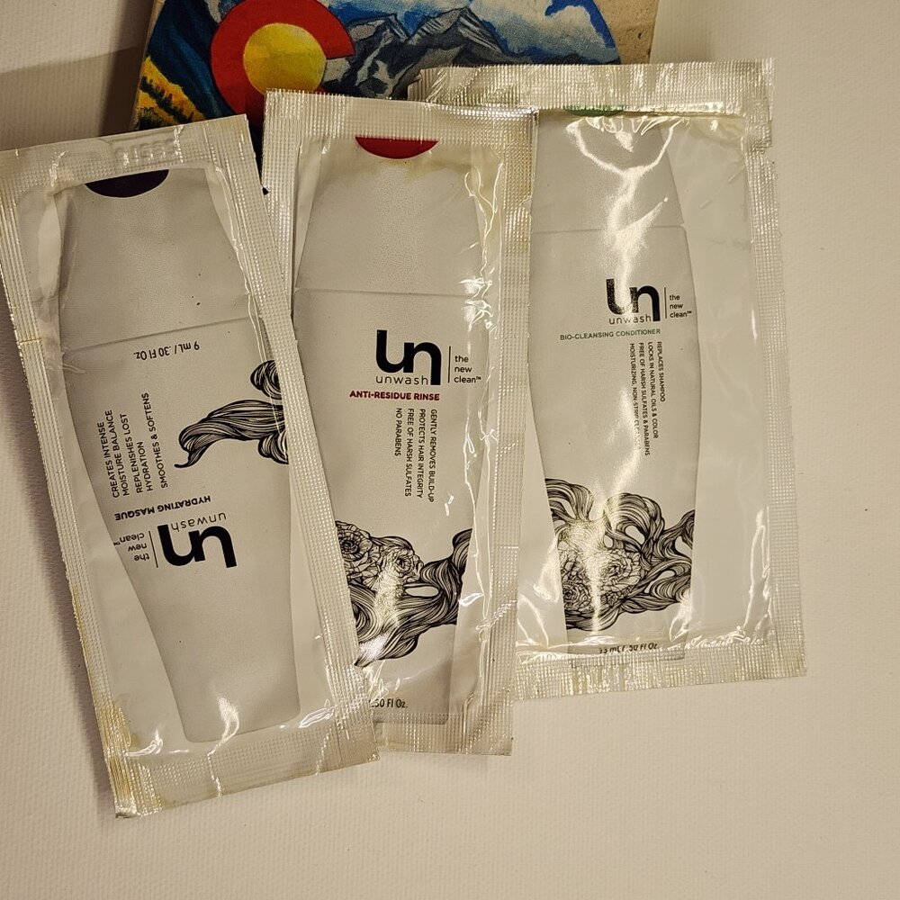 Unwash Bio-Cleansing Conditioner, Anti-Residue Rinse, Masque Sample Set